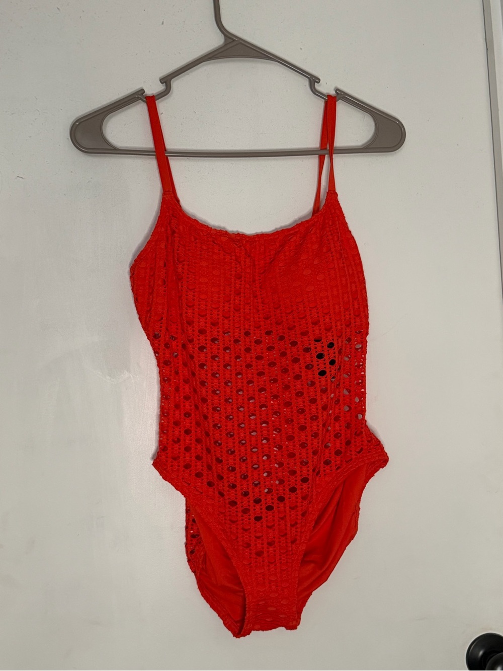 Carmen Marc Valvo Persimmon Crochet Swimsuit